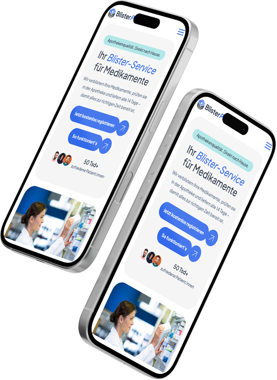 BlisterPerPost App-Vorschau: E-Rezept hochladen, Lieferung verfolgen, Einnahmeerinnerungen